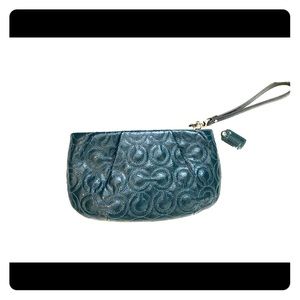 Coach Jungle Green Patent Leather Wristlet